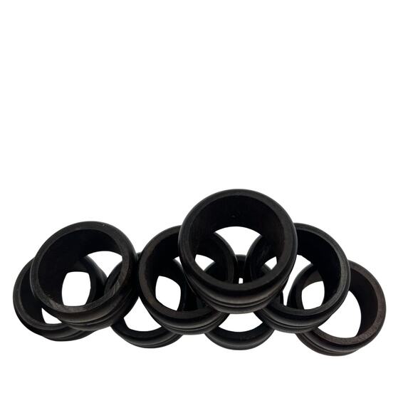 Vintage Wooden Napkin Rings 2 Sets MidCentury Modern Style Handmade Look - Picture 9 of 11